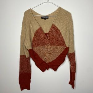 Reversible tan and maroon sweater